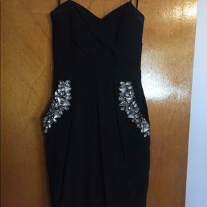 Mini strapless black cocktail dress
